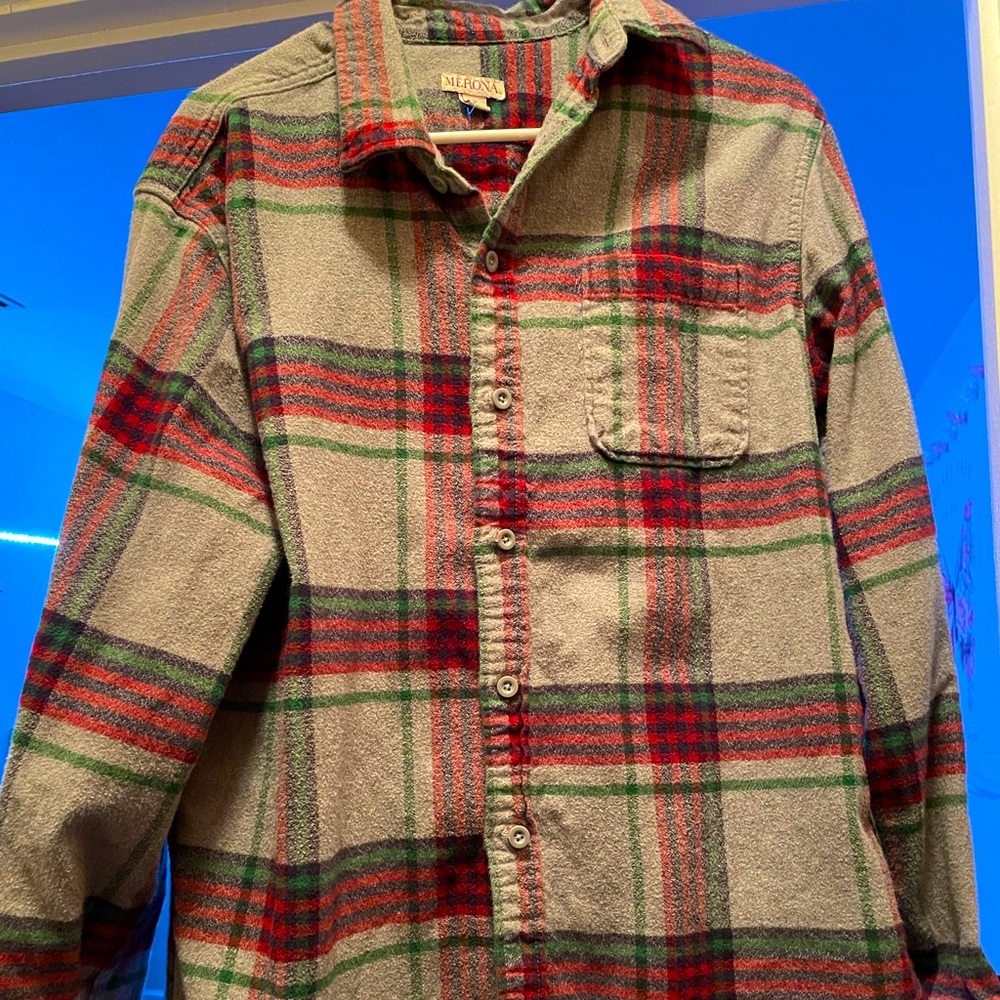 Grey, red, and green womens cardigan